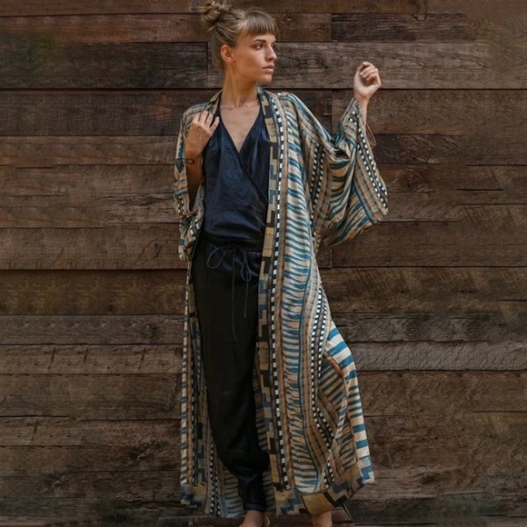 SOLD OUT . Tribal Ethnic Boho Self Tie Kimono Duster Robe - Picture 3 of 8